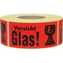 TransPak Hinweis Etiketten Vorsicht Glas 1.000 Stk/Rolle