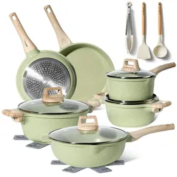 Just Perfecto Topf und Pfannenset Induktion mit deckel 15-teiliges Grün