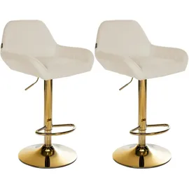CLP 2er Set Barhocker Braga Gold Stoff creme