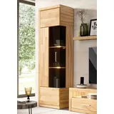 Home Affaire Vitrine HOME AFFAIRE "Ribe,180cm hoch,5 Fächer,2 Glasböden variabel einsetzbar", beige (kernbuchefarben), B:50cm H:180cm T:35cm, Holz teilmassiv, Schränke, Vitrine, Korpus aus Holzwerkstoff,dunkles gehärtetes Glas, Metall Griffe