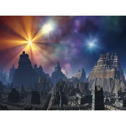 Fototapete PAPERMOON "PLANETEN-FUTURISTISCH WELTRAUM MOON GALAXIE UNIVERSUM", bunt, B:3,50m L:2,60m, Vlies, Tapeten
