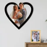 JLSKCN Personalisierte 3D Cartoon Stil Foto Holz Fotorahmen Zeichen, Benutzerdefinierte Familie Foto 3D Cartoon Portrait, Aufgehängt Oder Tischplatte, Hochzeitstag Weihnachtspaar Geschenk