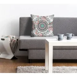 Dekokissen QUEENCE "Luca", bunt (bunt, bedruckt), B:40cm L:40cm, Polyester, Dekokissen_Sitzkissen_Kissenhüllen, Kissenhülle,Mandala Muster,Abstrakt,Geometrisch,Symmetrisch