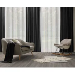 Vorhang WIRTH "Dim out", schwarz, B:142cm H:345cm, Polyester, Gardinen, nach Maß