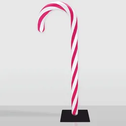 Casa Padrino XXL Deko Zuckerstange Weiß / Pink / Schwarz H. 235 cm - Weihnachts Dekoration