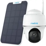 REOLINK 3MP Argus PT Lite+SP Überwachungskamera Solarbetrieben Außenbereich Personen-/Fahrzeugerkennung,Solarbetrieben,2,4 GHz WLAN,2 Wege-Audio - Weiß