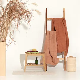 Relaxdays Badhocker aus Bambus mit Ablage braun