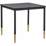 Esstisch Schwarz und Gold 80 x 80 cm mdf glänzende Tischplatte mit Metallbeinen Modern Glamour Stil Küche Esszimmer Wohnzimmer Wohnküche