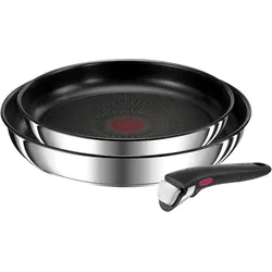 Pfannen-Set TEFAL "Ingenio Preference", schwarz (edelstahl, schwarz), Ø:28cm, Pfannen, stapelbar, Antihaftversiegelung, Induktion, Made in France, kompakt