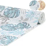 ANRO Badematte Weichschaummatte Bad- und Duschvorleger Antirutsch Badläufer Palmenblätter Blau 180x65cm