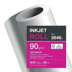 Clairefontaine Inkjetpapier-Rolle 610mm x 45m 90g/qm weiß