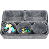 YOLOUP 8 PCS Filz Schubladen Organizer Filz-Aufbewahrungsboxen Filzkorb Büroboxen Set 4 Spezifikationen Aufbewahrungskorb aus Filz mit Clip und Reißzwecke für Schreibtisch, Büro, Bad, Küche (Grau)