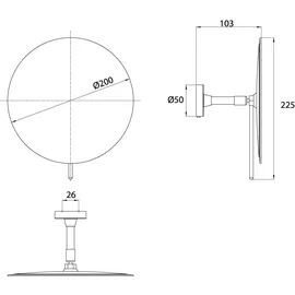 EMCO round Wandspiegel, 1-armig, 3-fach, rund, Durchmesser 200mm, 109400138, Ø 200 mm, chrom