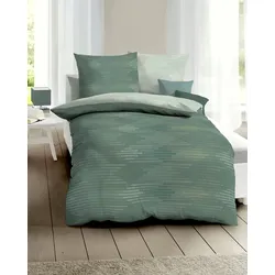 Wendebettwäsche KAEPPEL "Ikat", grün (jade), B/L: 155cm x 220cm, , Mako-Satin, B/L: 80cm x 80cm, Mako-Satin, Obermaterial: 100% Baumwolle, Bettwäsche, angenehm wärmend