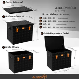 AluBox Strong Riffelblech Alukiste 120 Liter - schwarz - 120 Liter - Schwarz