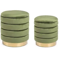 BIZZOTTO Pouf Darina 2er-Set in Samt-Optik, Grün