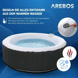 Arebos Whirlpool Ø208 cm x 68 cm Schwarz