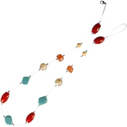 Dekokette LIEDECO "Pearl", bunt (silberfarben, hellblau, rot), L:80cm, Materialmix, Gardinenbefestigungen, zur Dekoration von Seitenschals, Gardinen