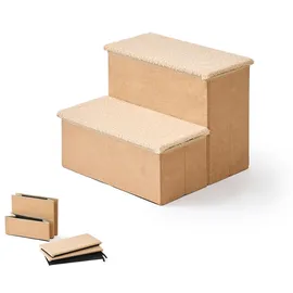 Relaxdays Hundetreppe 2 Stufen Beige 40 cm x 35 cm x 32 cm