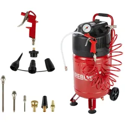 AREBOS Druckluft Kompressor 30L 10 Bar mit Zubehör Luftkompressor stehend Rot