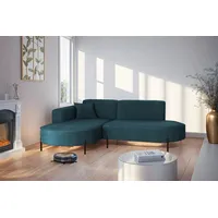 Fun Möbel Ecksofa Designersofa VALENCIA XS in Stoff Noel Blau Ottomane Links - Blau