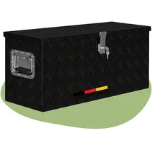 deluke DELUKE® Aluminiumbox mit Deckel Abschließbar Alubox Deichselbox Alu Anhängerbox Werkzeugkiste Transportbox Metallkiste, 80x30x35cm Schwarz