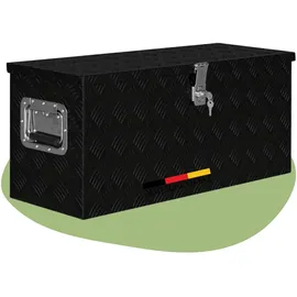 deluke DELUKE® Aluminiumbox mit Deckel Abschließbar Alubox Deichselbox Alu Anhängerbox Werkzeugkiste Transportbox Metallkiste, 80x30x35cm Schwarz