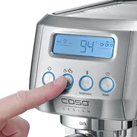 CASO Design EspressoGourmet Crema Siebträgermaschine silberfarben mit Milchaufschäumer