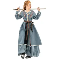 Leonardo Carbone® Wikinger Birka Mantel Skadi - Klassischer Mittelalter Damen Mantel, Winterjacke, Windjacke, Karneval Kostüm, LARP-Kleidung, Wikinger, Cosplay Taubenblau XS - XS