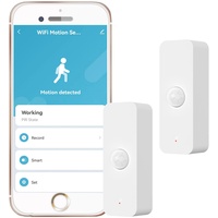 WiFi PIR Bewegungsmelder: Smart Indoor Bewegungsmelder mit App-Benachrichtigungen & Aufzeichnungen, Batterie enthalten, Infrarot-Bewegungsmelder für Fernmonitor und Hausautomation (2er-Pack)