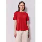 street one studio STREET ONE STUDIO, Damen, Gr. 44, rot (mandarin rot), Stoff, 60% Viskose, 40% Polyester, unifarben, normal normal, Rundhals, abgesteppt, Shirts T-Shirt, aus elastischem Materialmix