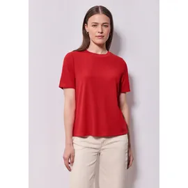 street one studio STREET ONE STUDIO, Damen, Gr. 44, rot (mandarin rot), Stoff, 60% Viskose, 40% Polyester, unifarben, normal normal, Rundhals, abgesteppt, Shirts T-Shirt, aus elastischem Materialmix