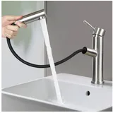 ZMH Waschtischarmatur Bad Schwarz Wasserhahn Ausziehbar Brause Mischbatterie Küche (Set, 1-St., Wachtischarmtur) Set 1 -St. Wachtischarmtur silberfarben