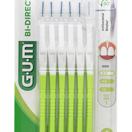 GUM® GUM Bi-Direction Interdentalbürsten 0,7 mm grün (Kerze), 3er Vorteilspack (3x 6 Stück)