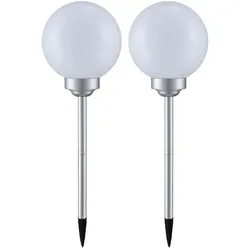2x LED Solar Außen Steck Kugel 20cm Leuchten Garten Rasen Wiese Blumenbeet Beleuchtung Erdspieß Lampen