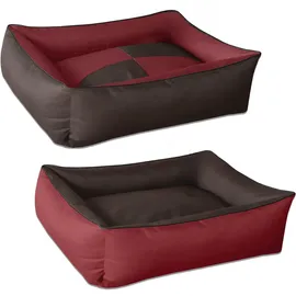 BedDog 2in1 Hundebett MAX Quattro, großes Hundekörbchen aus Cordura, waschbares Hundebett mit Rand, Hundesofa für drinnen, draußen, XXXL, Sultan, braun-rot