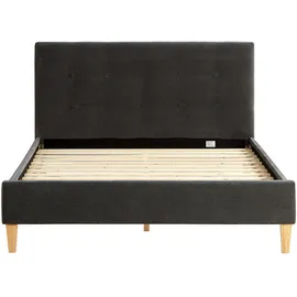 Homestyle4u Polsterbett 140x200 cm mit Lattenrost Doppelbett Samt Anthrazit 2621