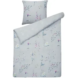 Beliani Evergreen Floral Hellblau 135 x 200 cm + 80 x 80 cm