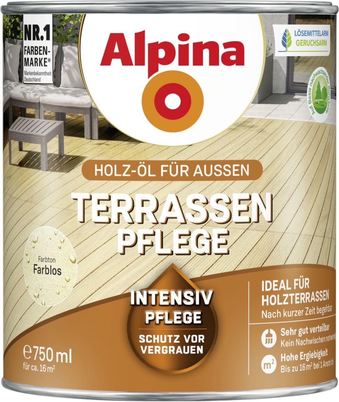 Alpina Holz-? l Terrassen-Pflege Farblos 750ml