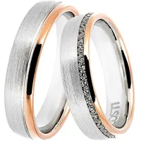 Trauring DOOSTI "Schmuck Geschenk Silber 925 Ehering Partnerring LIEBE" Fingerringe Gr. 56, mit Zirkonia, Silber 925 (Sterlingsilber), 5mm, rosegold (silberfarben-roségoldfarben + kristallweiß) Made in Germany - wahlweise mit oder ohne Zirkonia