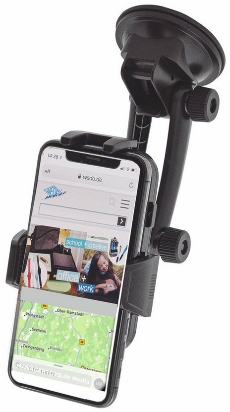 WEDO Universal Handy Smartphone Auto Scheiben Saugnapf Halter FIX-IT Handy-Halterung schwarz