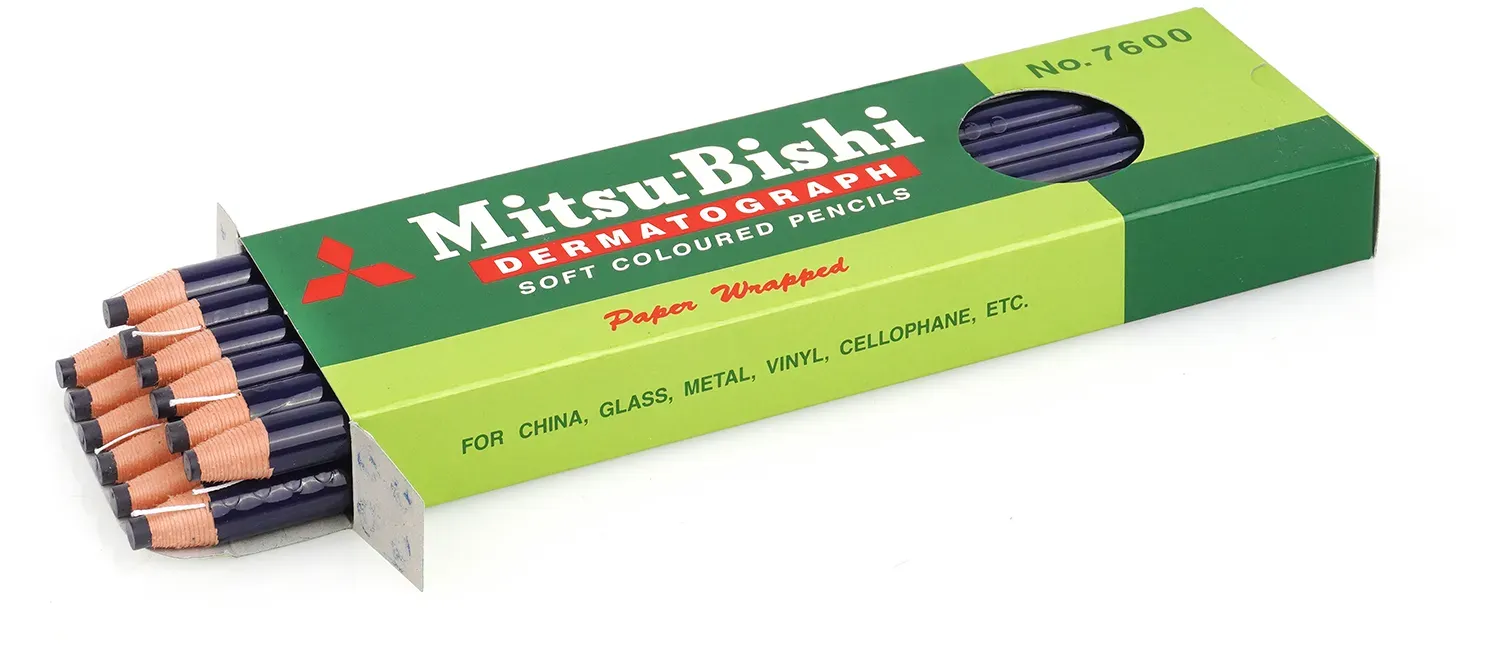 12er-Set Dermatograph Blau | MITSUBISHI-Wachsmalstift