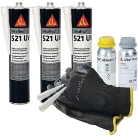 vasalat Sikaflex 521 UV grau 3x 300ml Kleb- und Dichtstoff mit Aktivator 205 und Primer 210