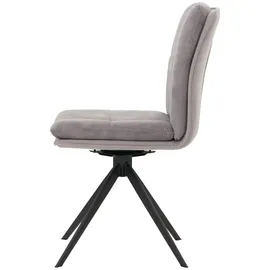 Mendler 6er-Set Esszimmerstuhl HWC-M68, Küchenstuhl Lehnstuhl, drehbar Auto-Position, Metall Stoff/Textil ~ grau