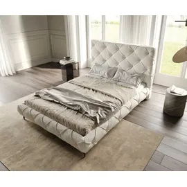 DeLife Polsterbettgestell Nayara 140x200 cm Bouclé Creme-Weiß, Polsterbetten
