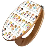 banjado WC-Sitz Bambus Motiv Kinder (umweltfreundliches Material, Edelstahl Scharniere), 44 x 38 x 5 cm braun