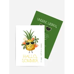 Einladung zum Sommerfest selbst gestalten mit Spruch und Fotos im Onlinedesigner bei Meine-Kartenmanufaktur.de