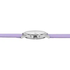 Q&Q Damen Armbanduhr C10A-028PY, 40 mm Durchmesser, silbernes Metallgehäuse, Lederarmband, Analog, 3 ATM