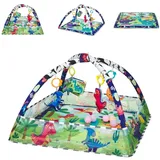 KIKKABOO Krabbeldecke 2 in 1, Greiflinge, 18 Spielbälle, Bällebad blau