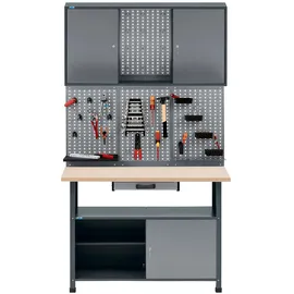 KÜPPER Werkbank-Spar-Set 3-Türig 204 x 120 x 60 cm Hellgrau-Anthrazitgrau